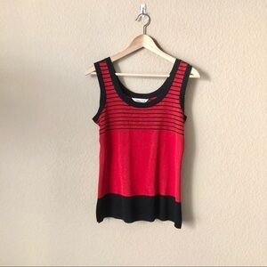 Exclusively Misook red black stripe sleeveless top